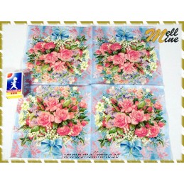 Servett blombukett med blå...